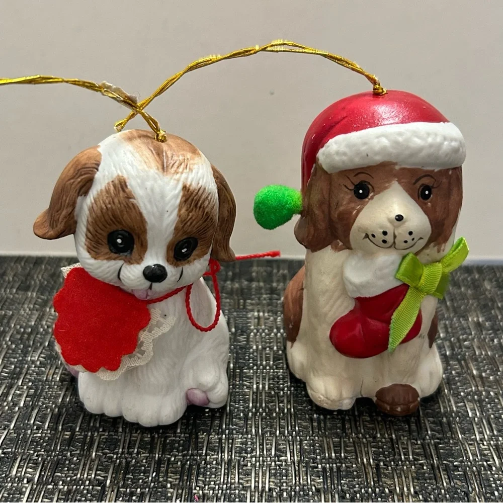 Vintage Dog Ornaments Giftco & Jasco Belles Set